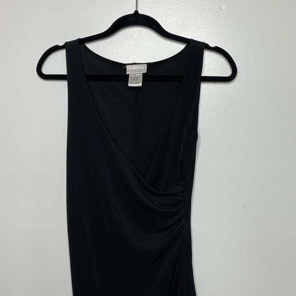 Y2K Hennes Collection Wrap Dress Midi Length Sleeveless Ruched Side Sexy Black 8 - Picture 3 of 10